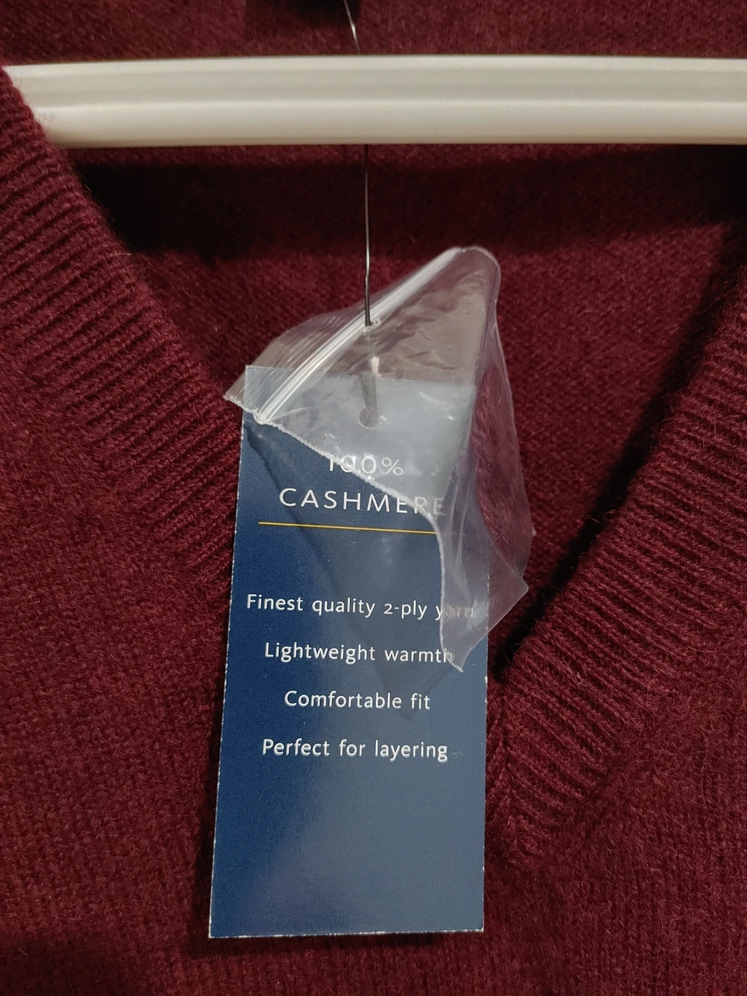 🧡BRAND NEW 100% FINE BURGUNDY CASHMERE VEST MENS SIZE XXL - photo 3