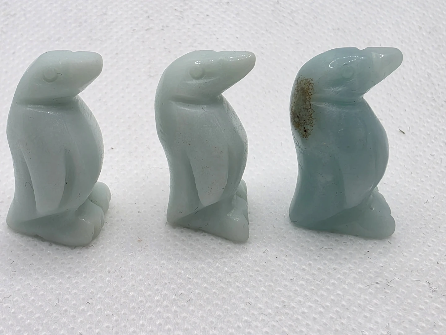 3 Carved Stone Penguin Figurines MINI - photo 2