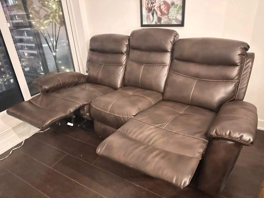 Brown Leather Reclining Sofa - photo 4