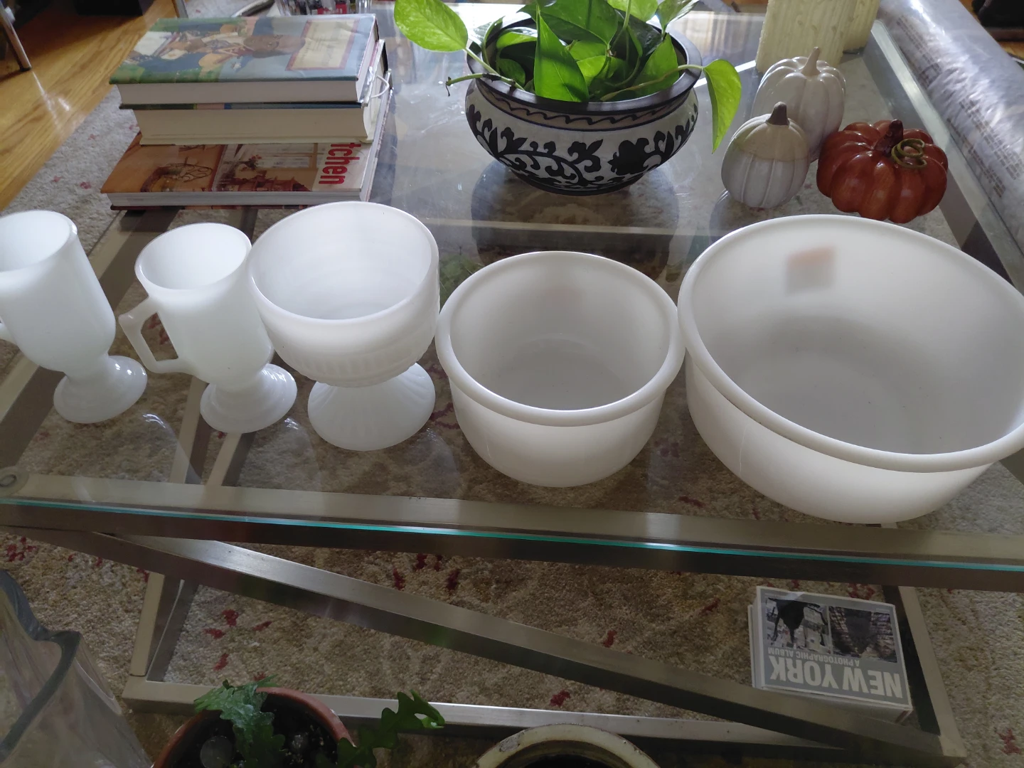 Vintage Milk Glass Bowls and Mugs