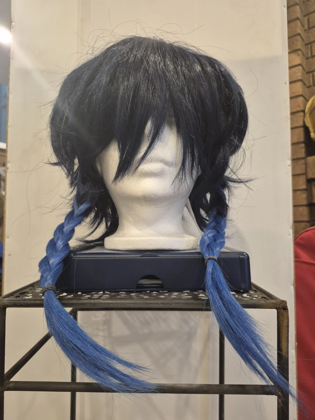 Blue & Black Synthetic Fiber Wig