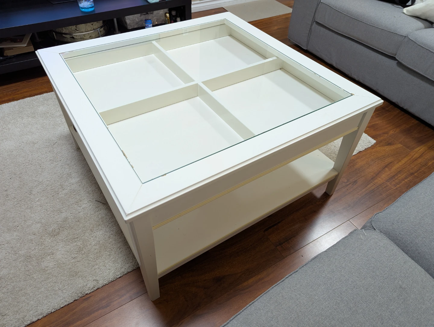 White Coffee Table with Glass Top