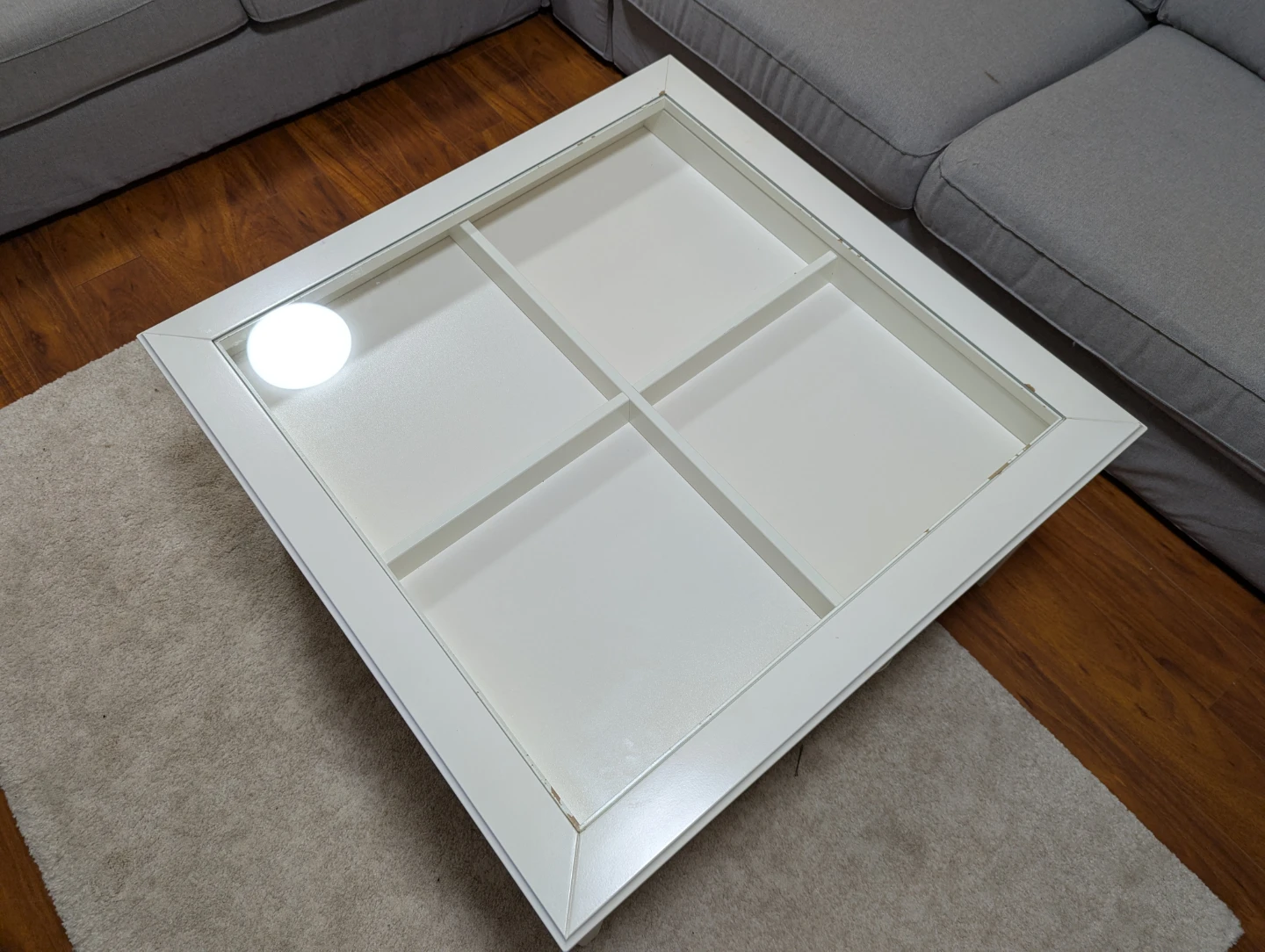 White Coffee Table with Glass Top - photo 2