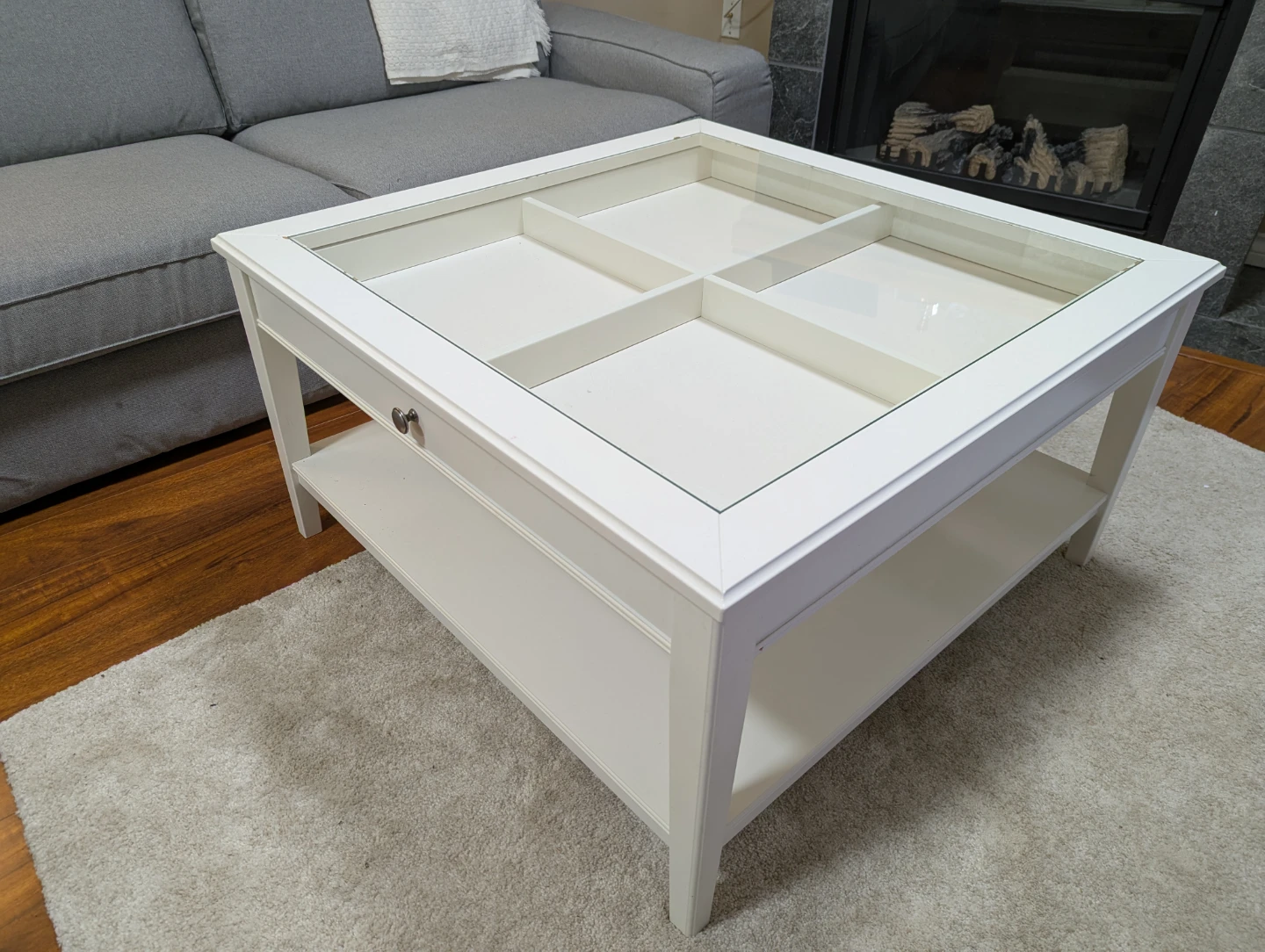 White Coffee Table with Glass Top - photo 3
