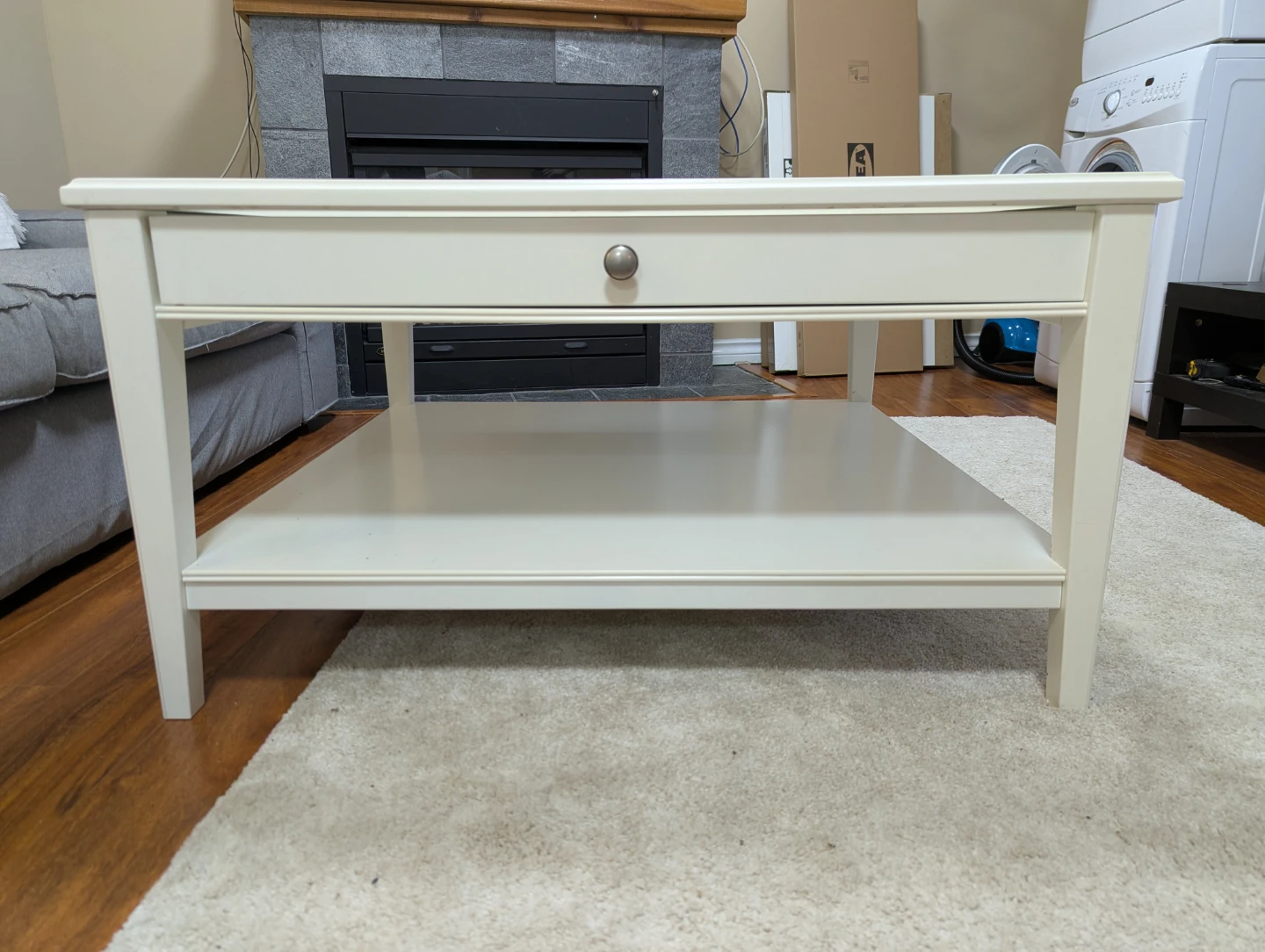 White Coffee Table with Glass Top - photo 5