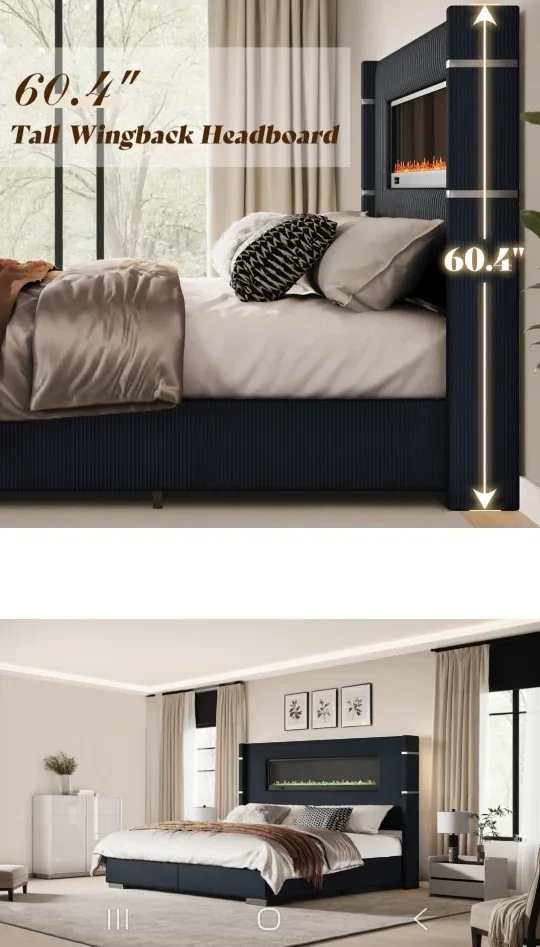 Tall Wingback Headboard 60.4"