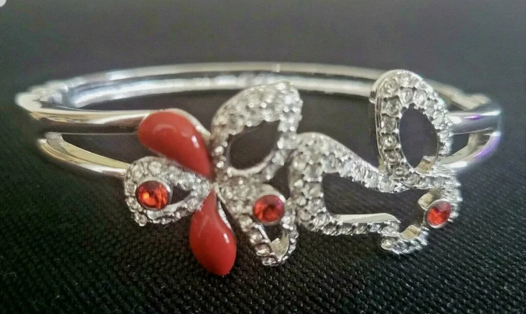 Swarovski Silver/Red Bangle Bracelet with Box image indicator(3)
