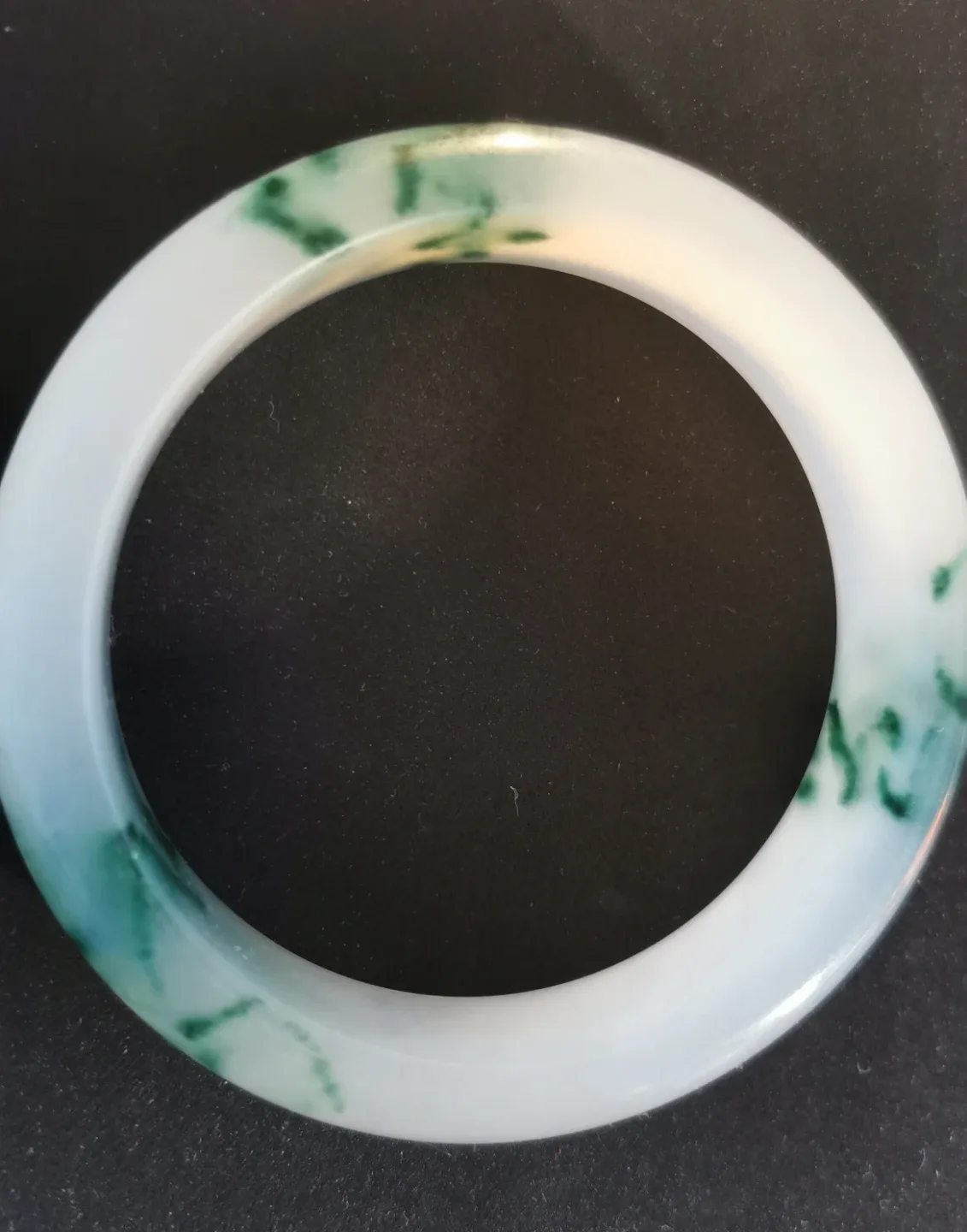 Jade Bangle Bracelet - White & Green
