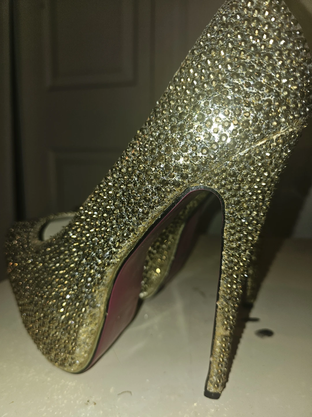 Kouture Gold Rhinestone Heels - Size 7 - photo 2
