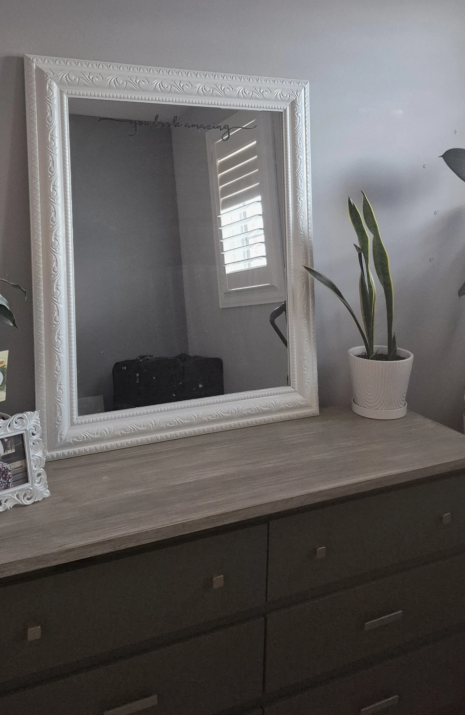 White Framed Wall Mirror