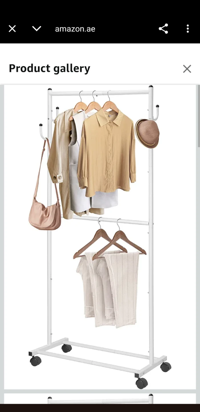 New Double Rod Clothes Rack - White