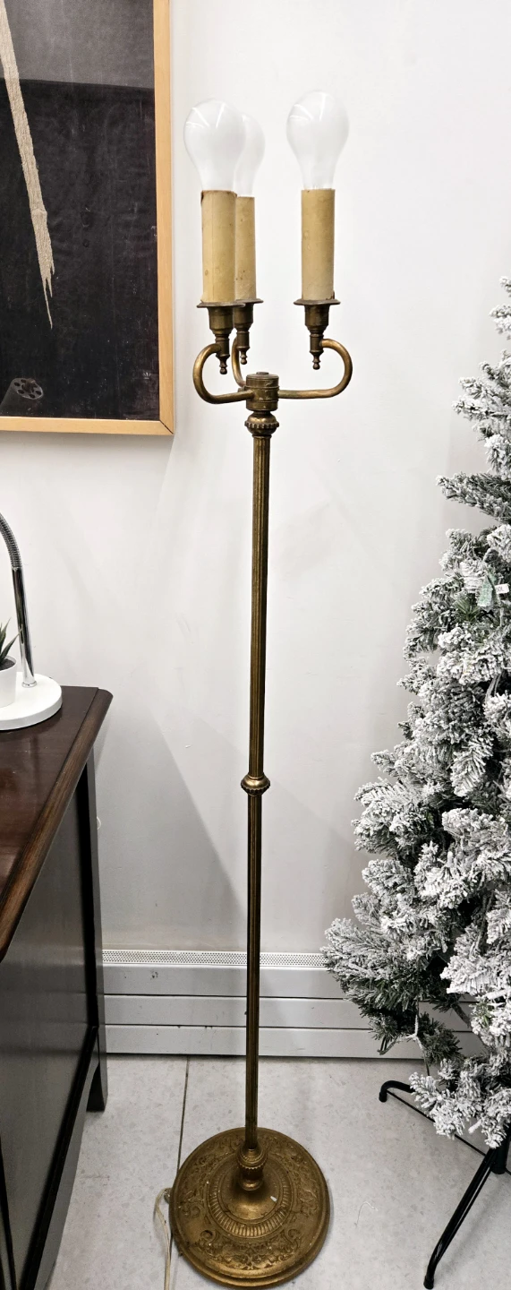 Antique Solid Brass Floor Lamp With 3 Bulbs (Delivery Available) - photo 5