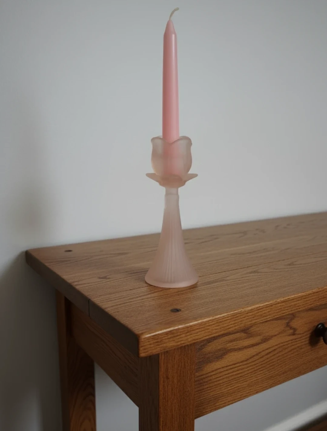 Pink Glass Candlestick Holder - photo 2