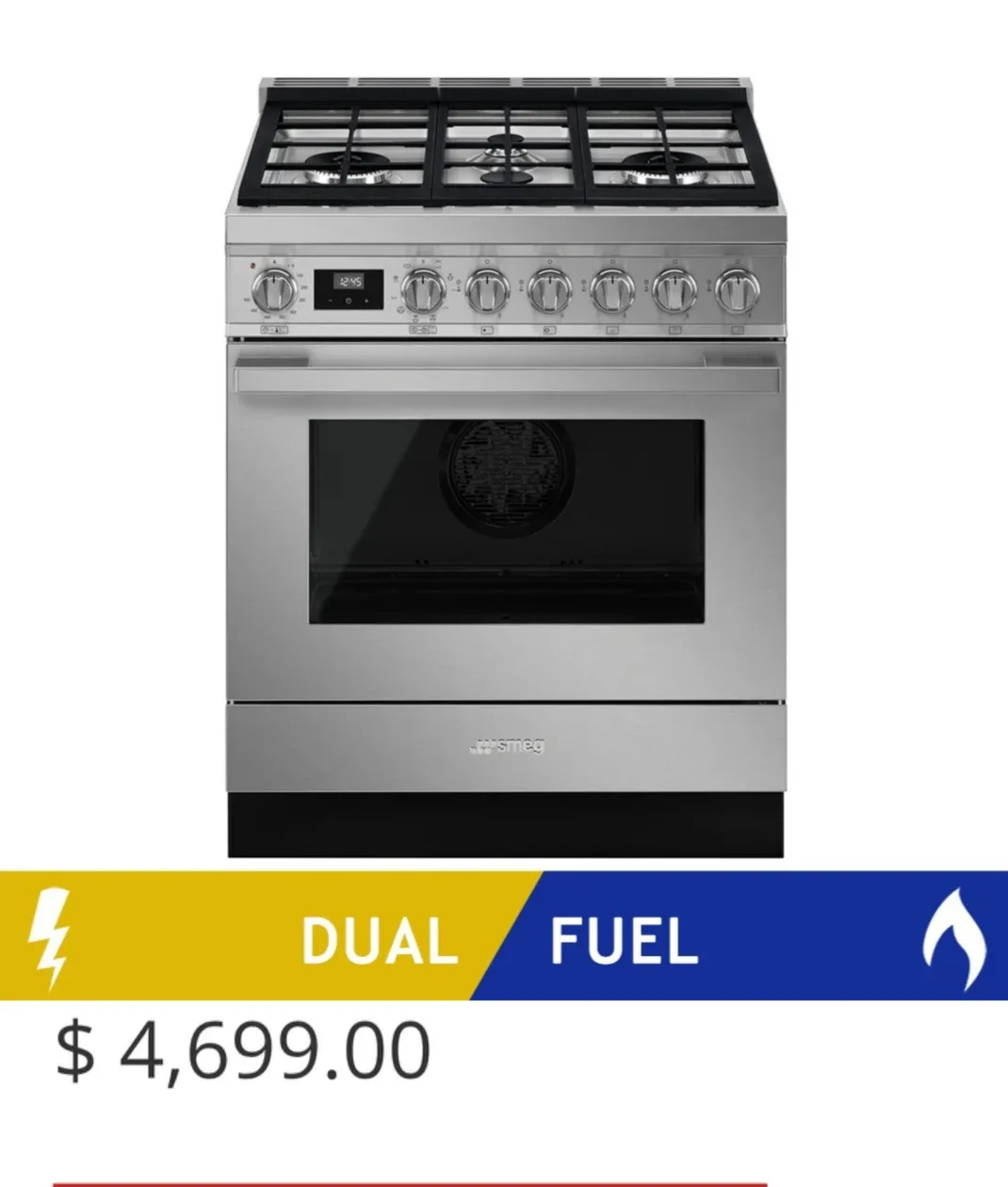 BNIB Smeg Dual Fuel LUXURY 30" Range