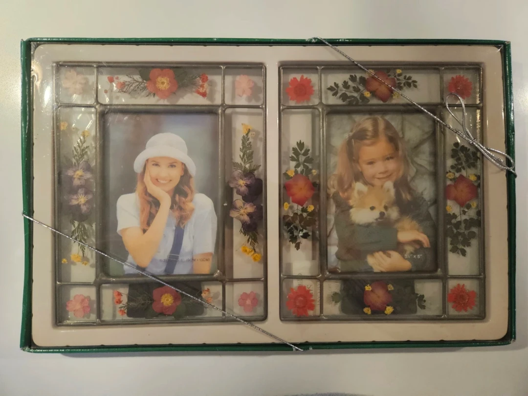 Double Picture Frame with Floral Accents