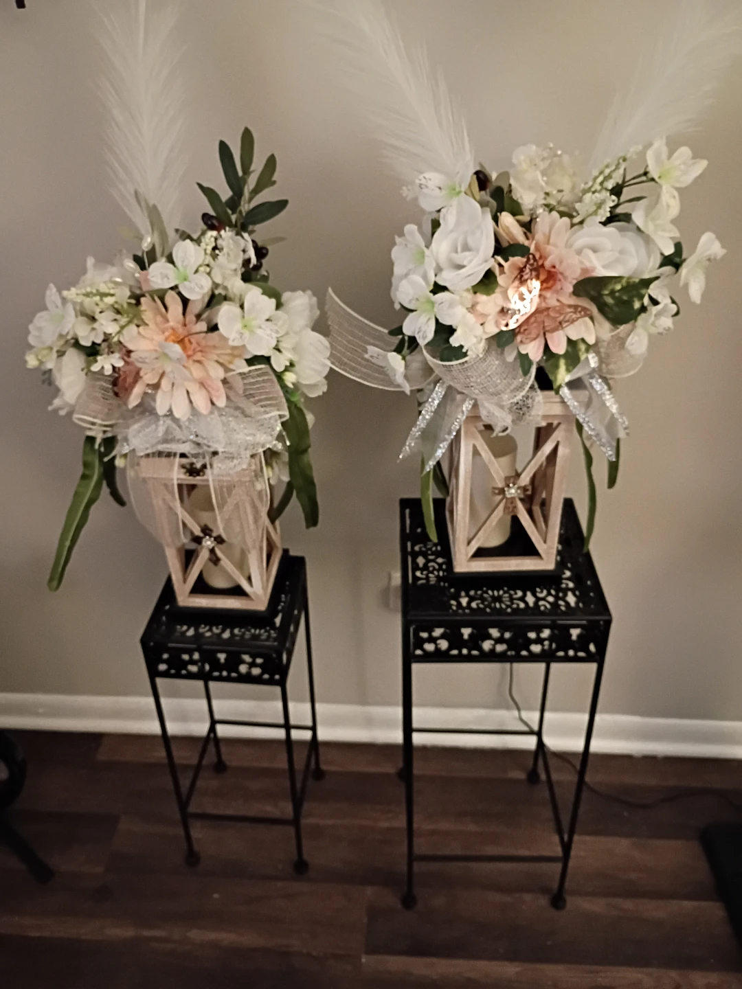 Floral Arrangement with Lantern Stands - Set of 2