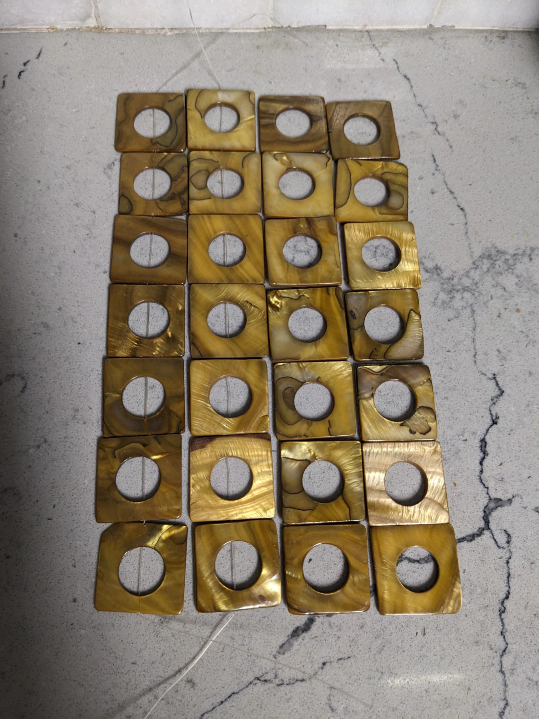 Natural Golden Mother of pearl square shape shell beads
