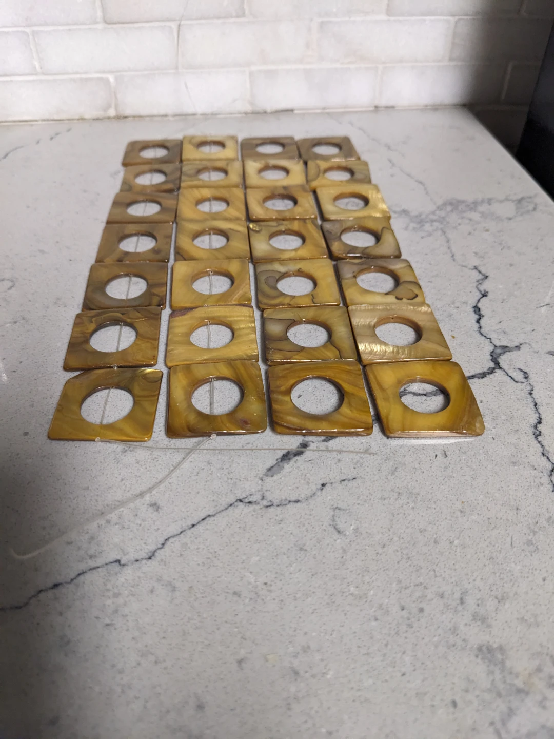 Natural Golden Mother of pearl square shape shell beads - photo 2