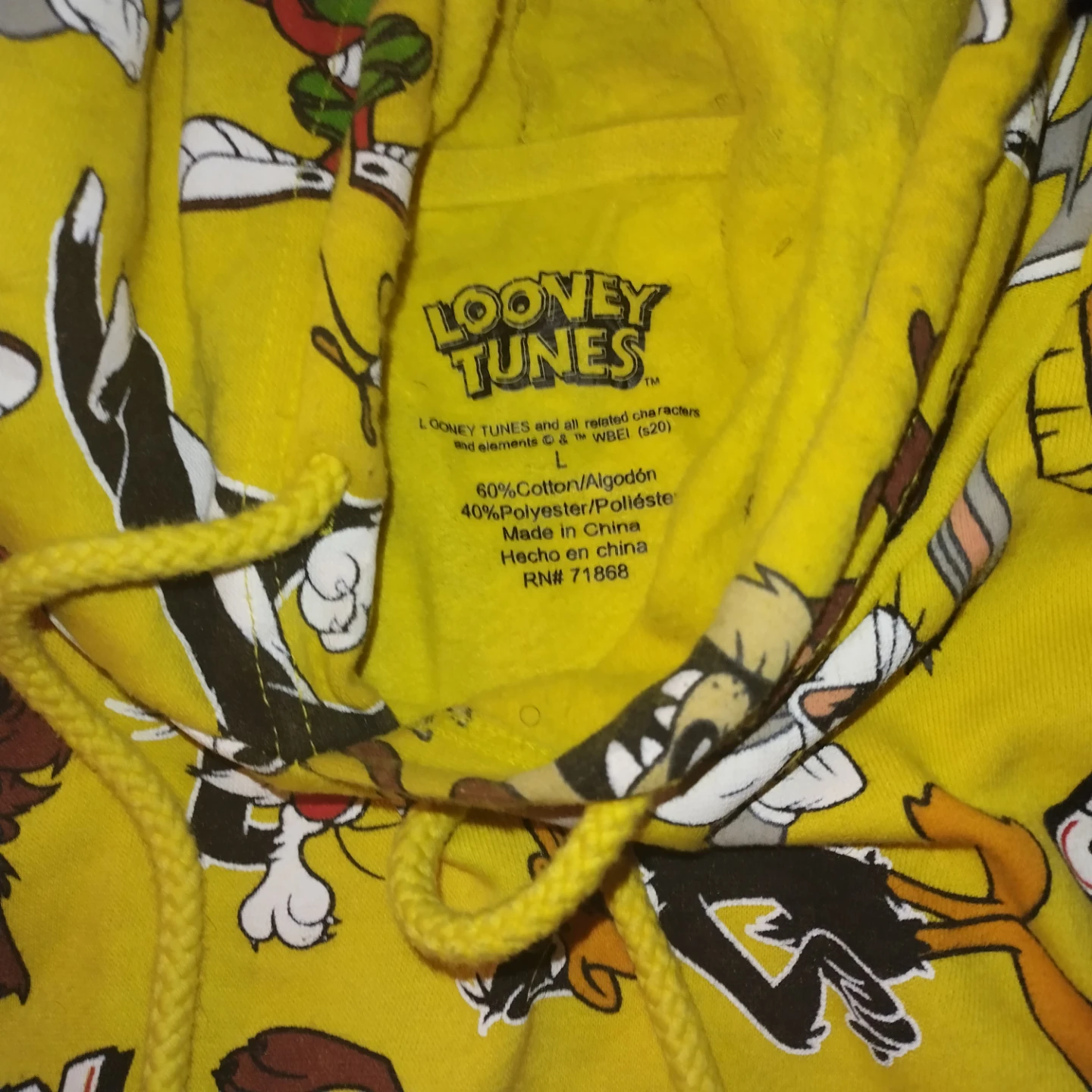 Looney Tunes Yellow Hoodie - Size L