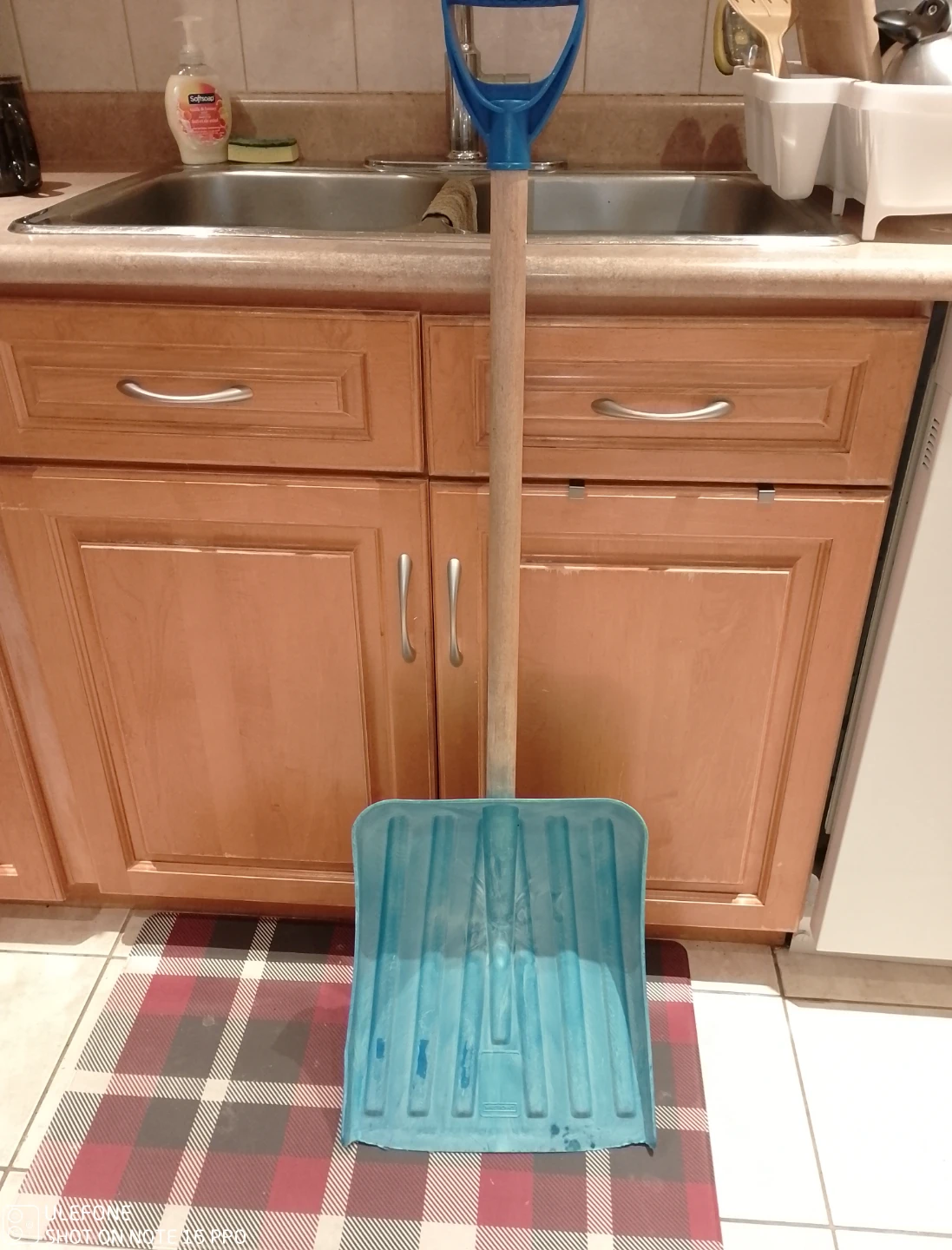 Blue Snow Shovel Cash Only