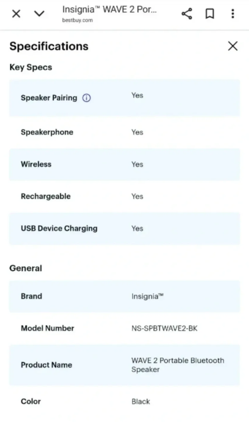 Insignia WAVE 2 Portable Bluetooth Speaker - #Cleanout image indicator(6)