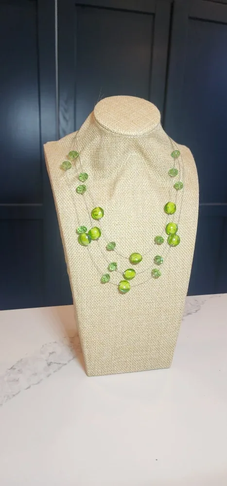 Vintage Lime Green Floating Bead Necklace