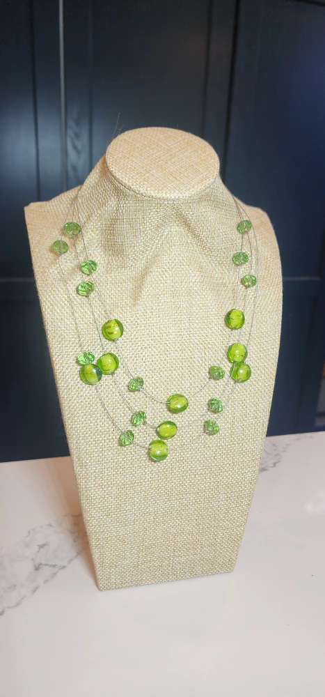 Vintage Lime Green Floating Bead Necklace - photo 3