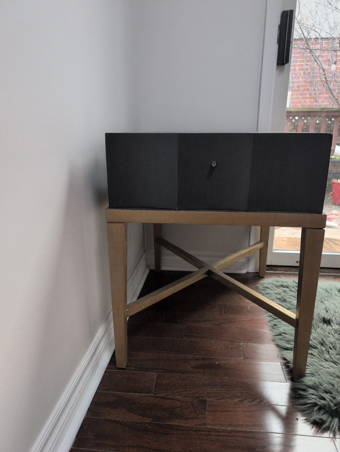 Grey Nightstand with Drawer