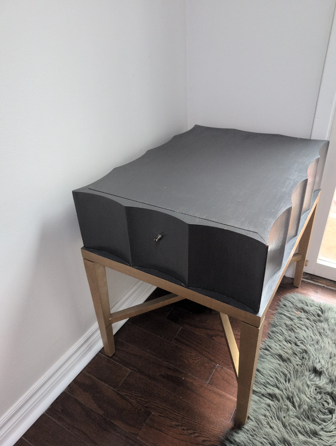 Grey Nightstand with Drawer - photo 2