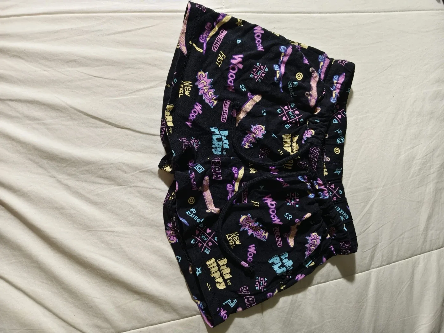 Patterned Black Shorts