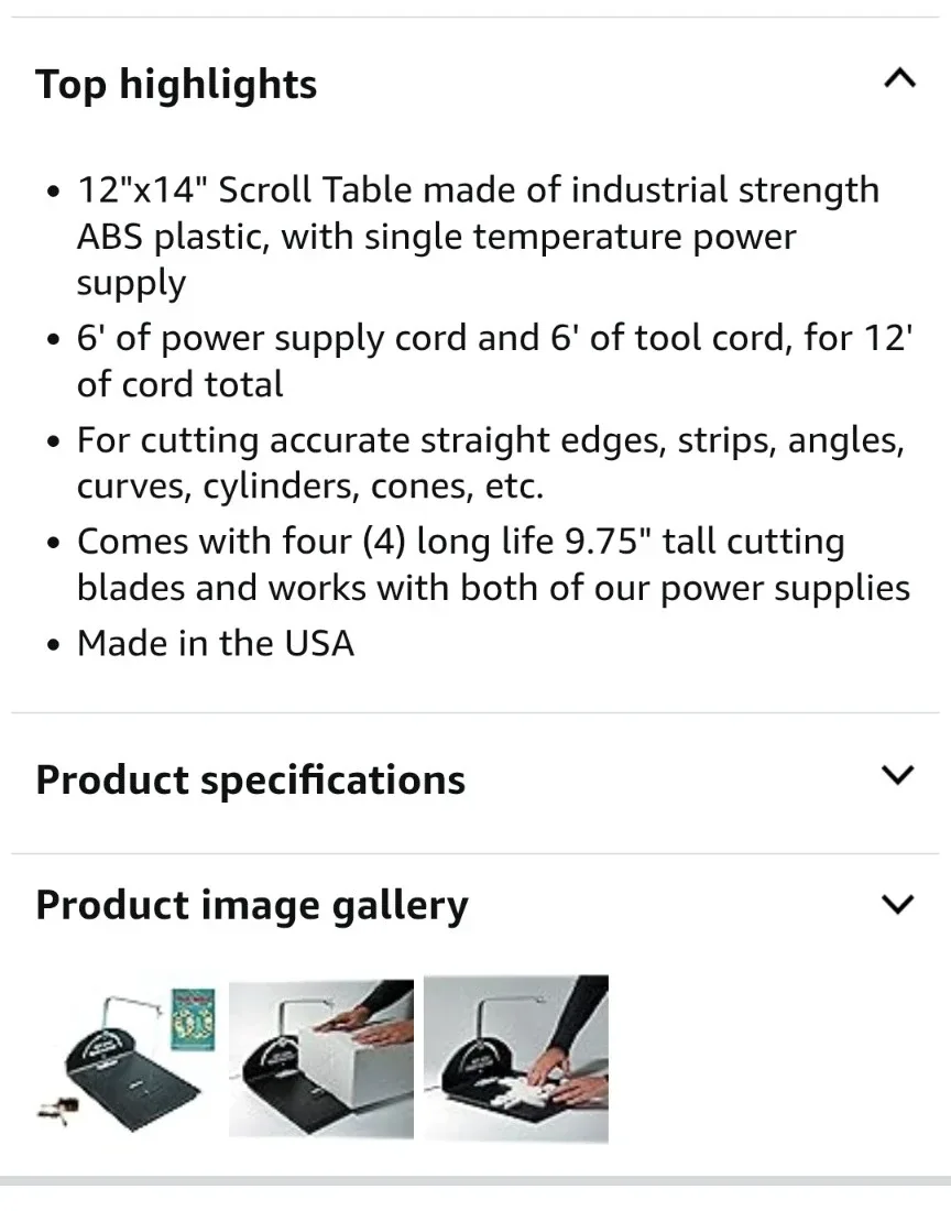 Hot Wire Foam Factory Crafters Scroll Table Kit image indicator(3)