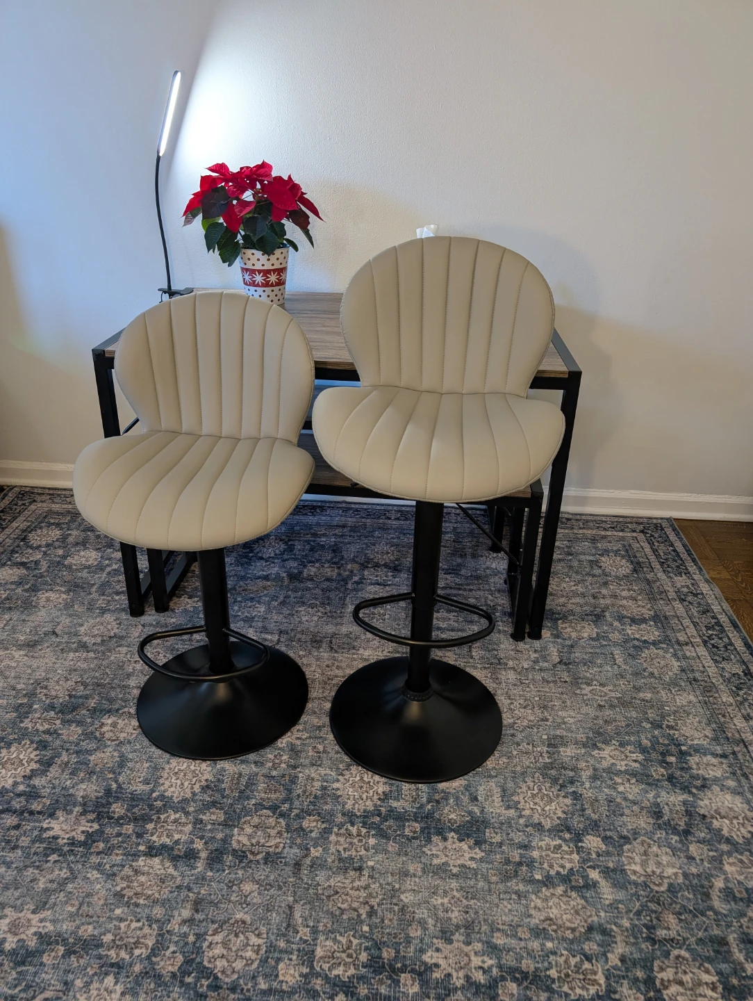 Set of 2 Swivel adjustable Bar Stools - grey - photo 2