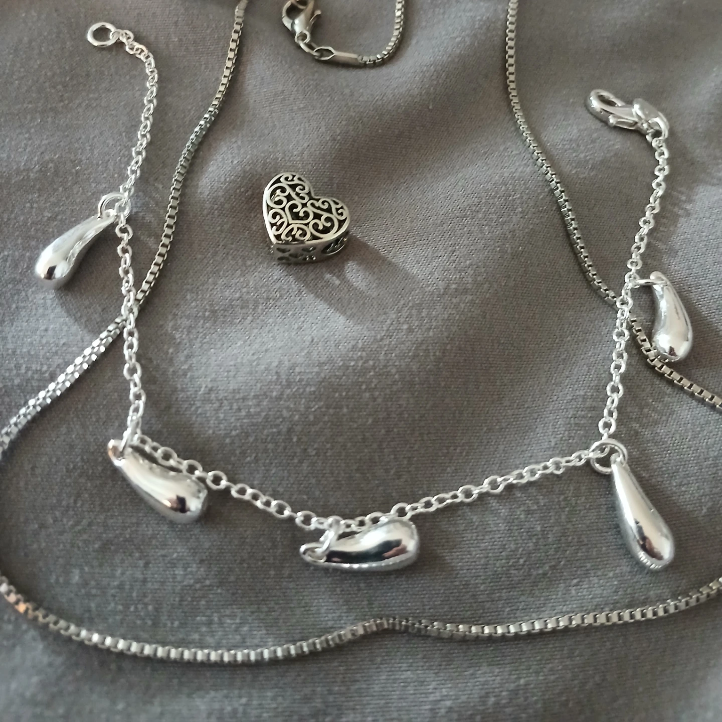 Silver bracelet and Charm plus chain