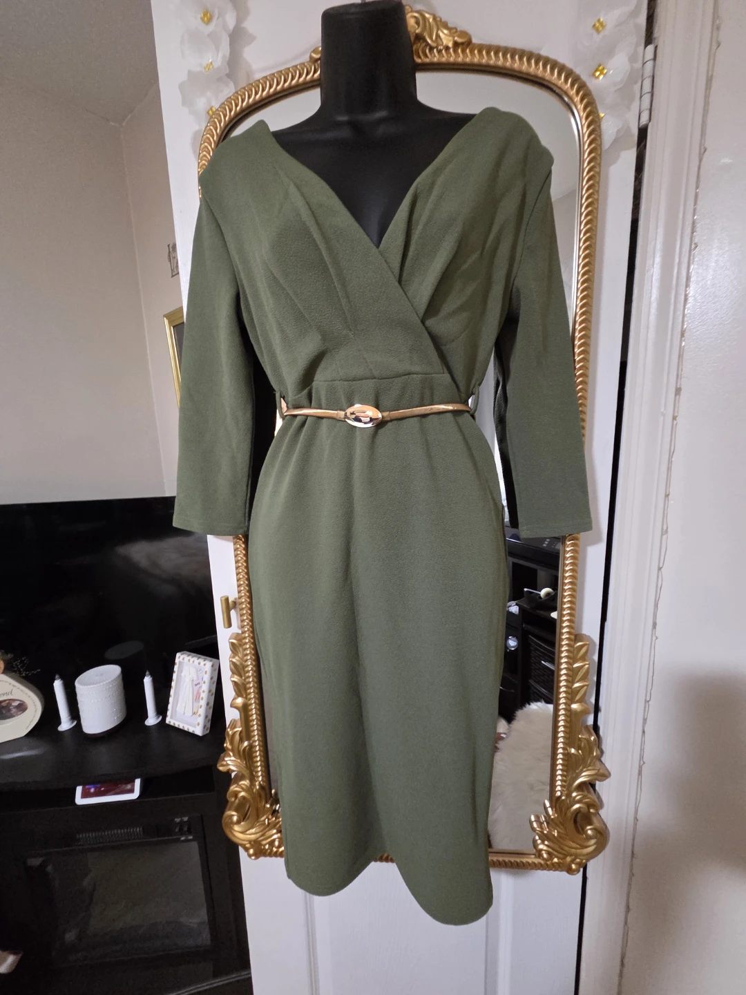 Green Wrap Dress with Belt