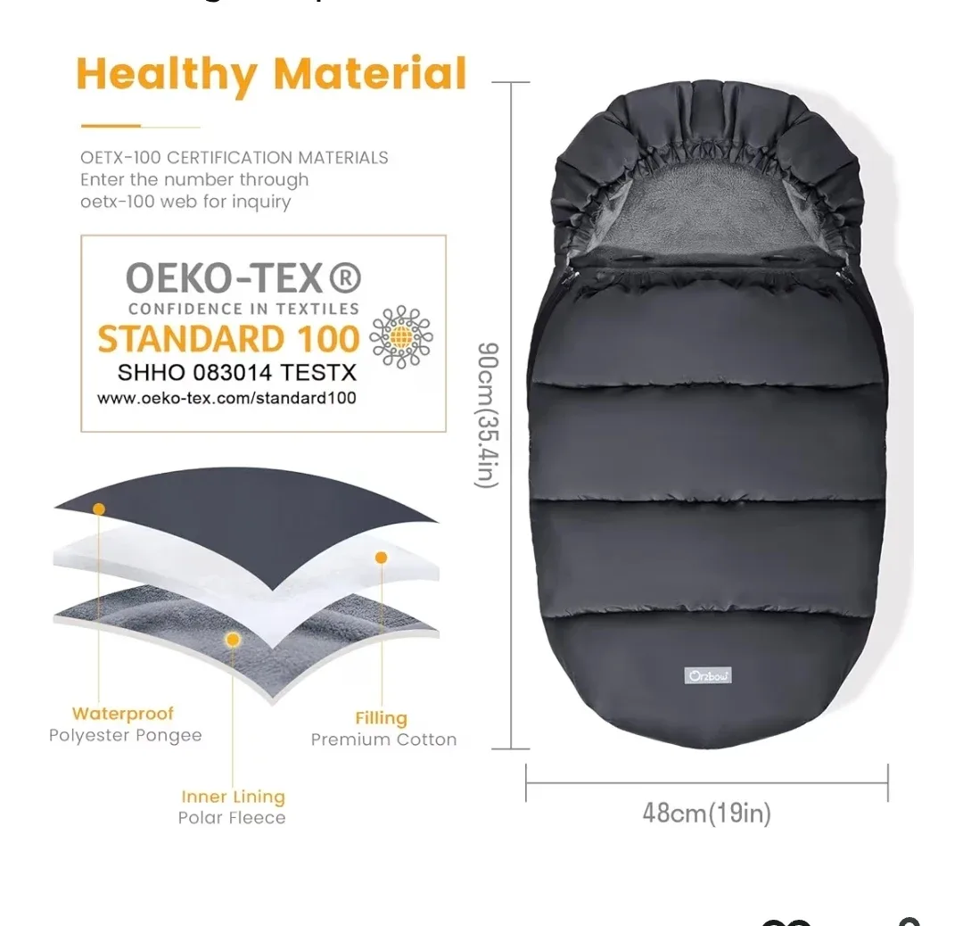 New Universal Stroller Footmuff, Bunting Bag, Warm Polar Fleece image indicator(2)