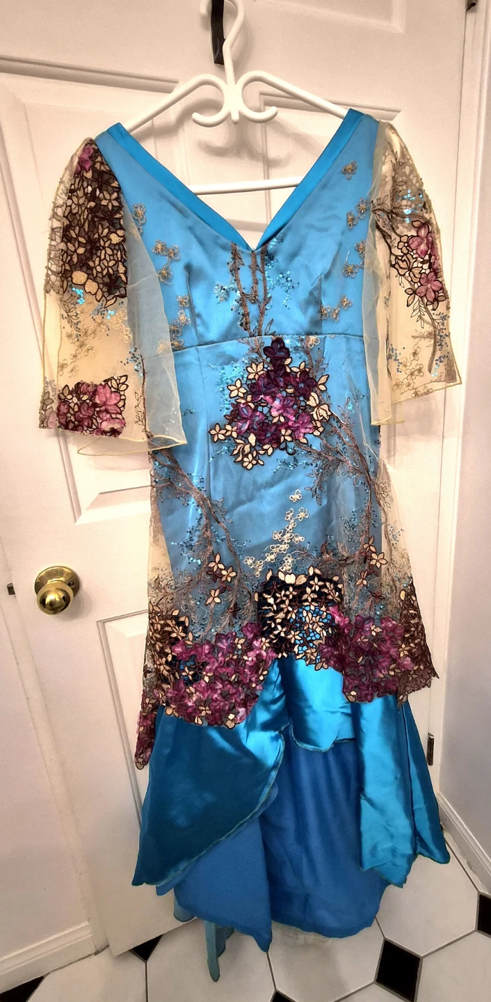 Floral Appliqué Dress - Blue & Pink - photo 2