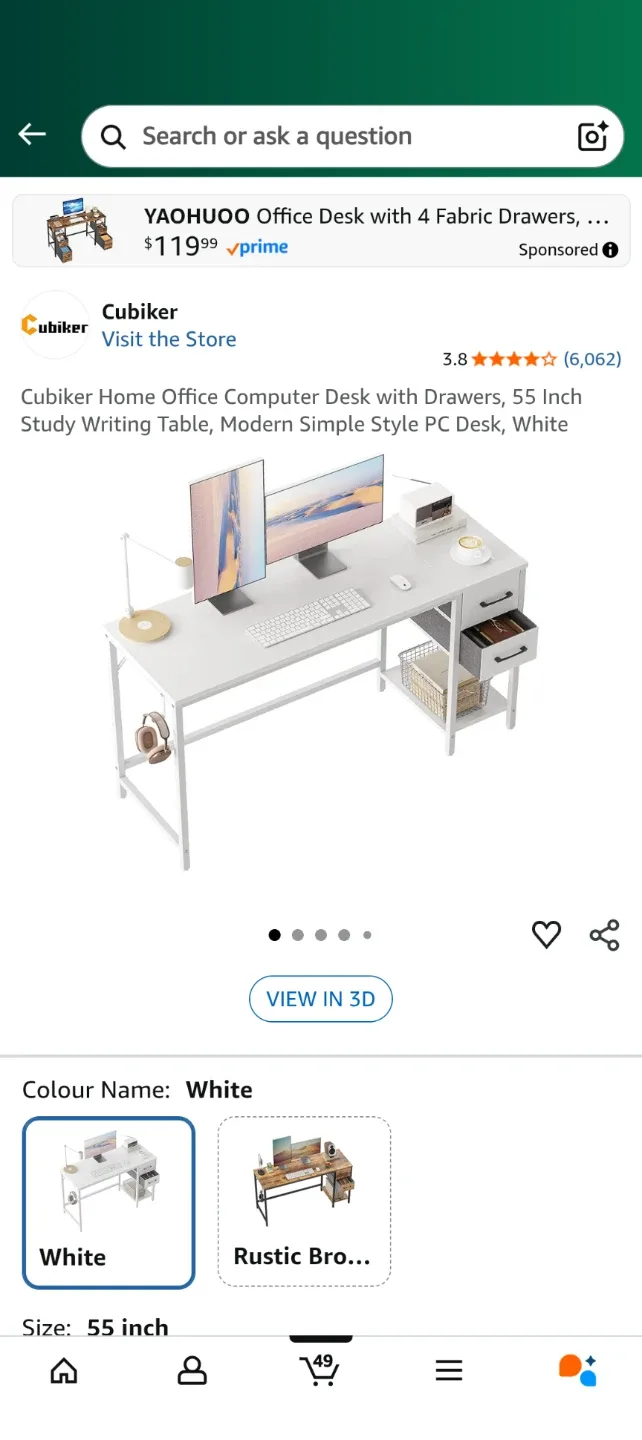 Cubiker Home Office Desk 55 inch - White