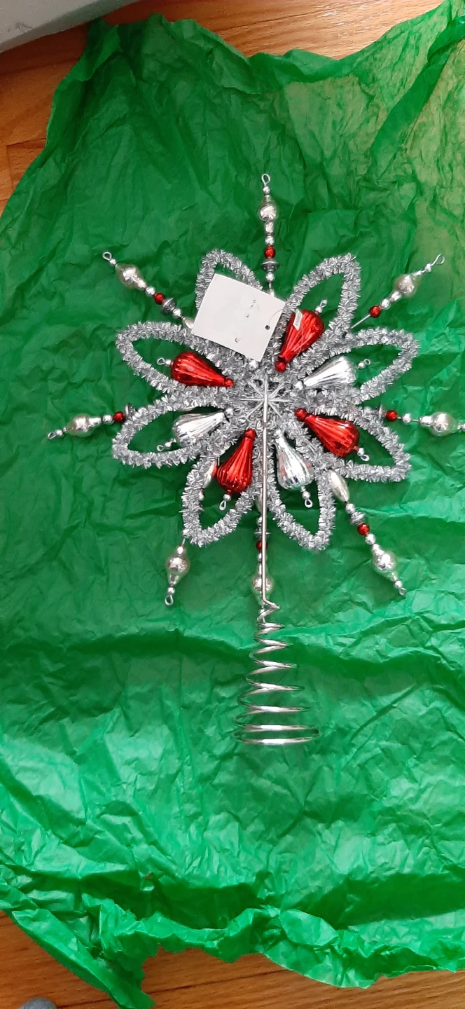 Vintage Christmas Tree Topper - Silver & Red - photo 2