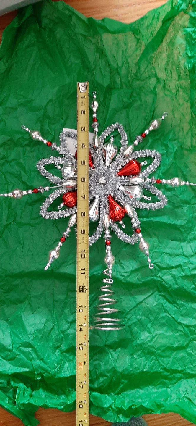 Vintage Christmas Tree Topper - Silver & Red - photo 3