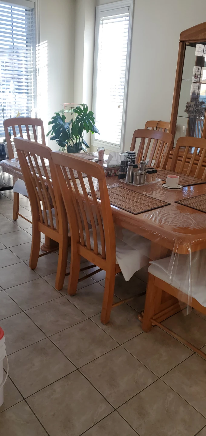 OAK Wooden Dining Table with 8 Chairs & Hutch - photo 4
