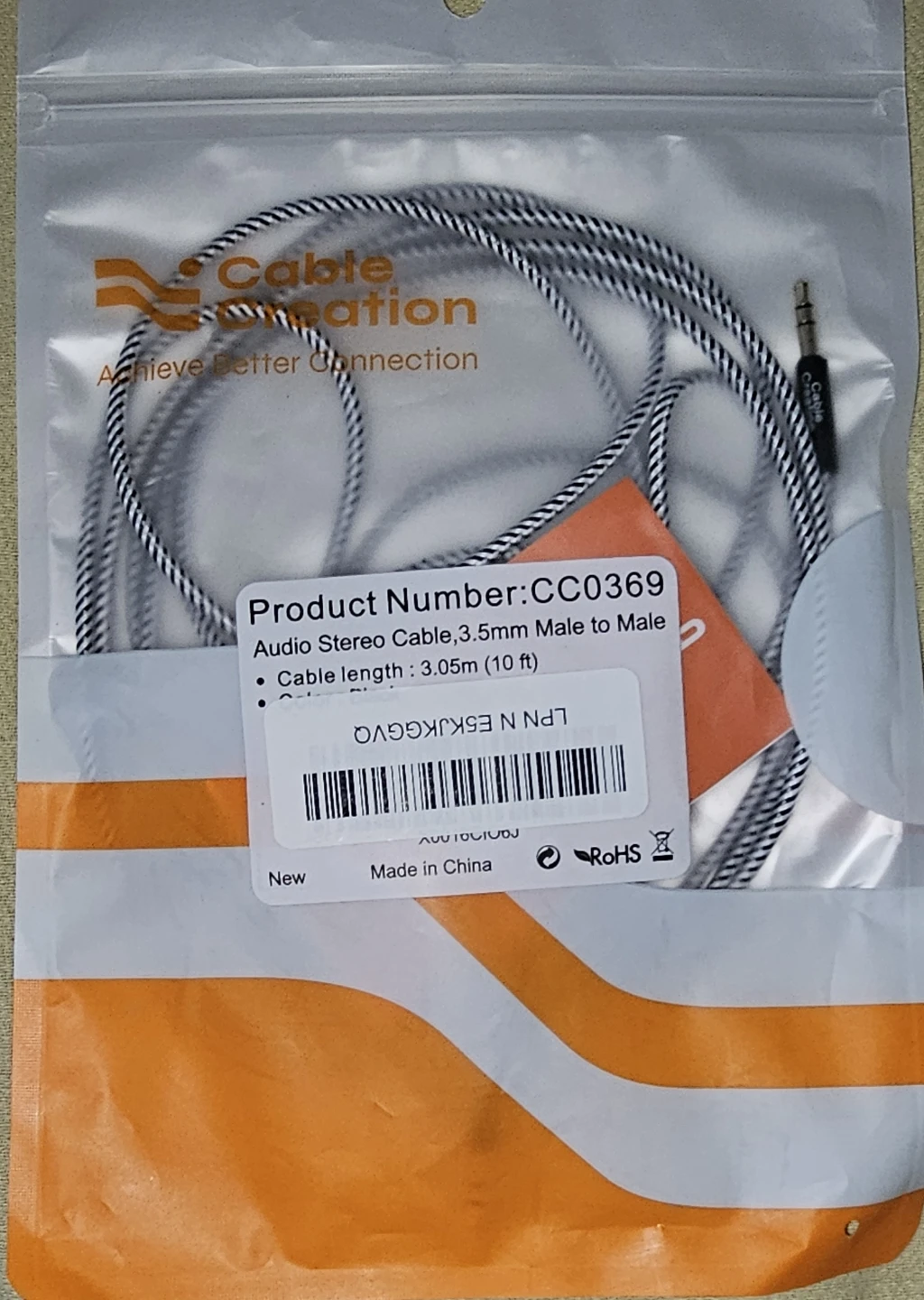 New Cable Creation 3.5mm Audio Stereo Cable