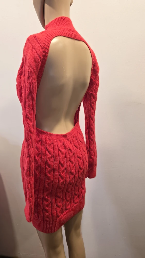 Cable Knit Backless dress RED #Cleanout