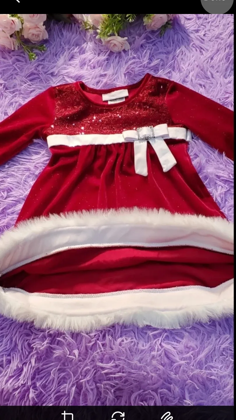 Bonnie Baby Red  Christmas Dress - Size 24M #Cleanout image indicator(2)