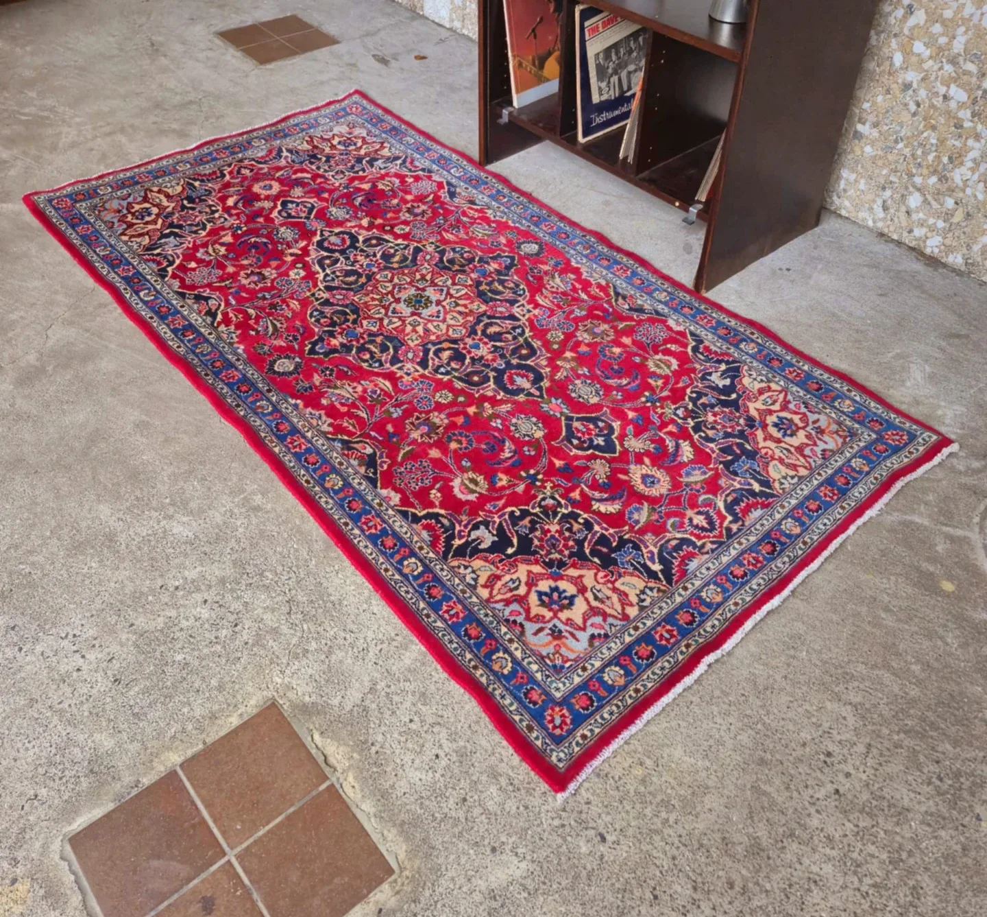 Hand Woven Persian Wool Area Carpet Rug From Kashmar Region