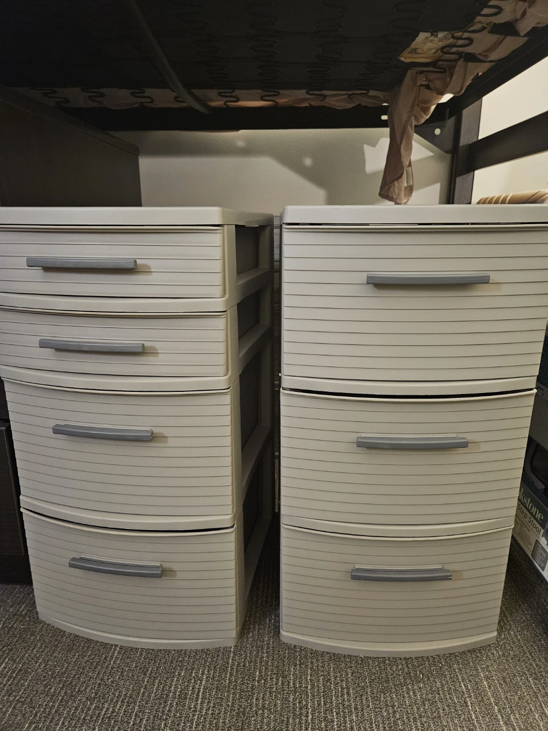 Four Grey Drawer Storage Towers