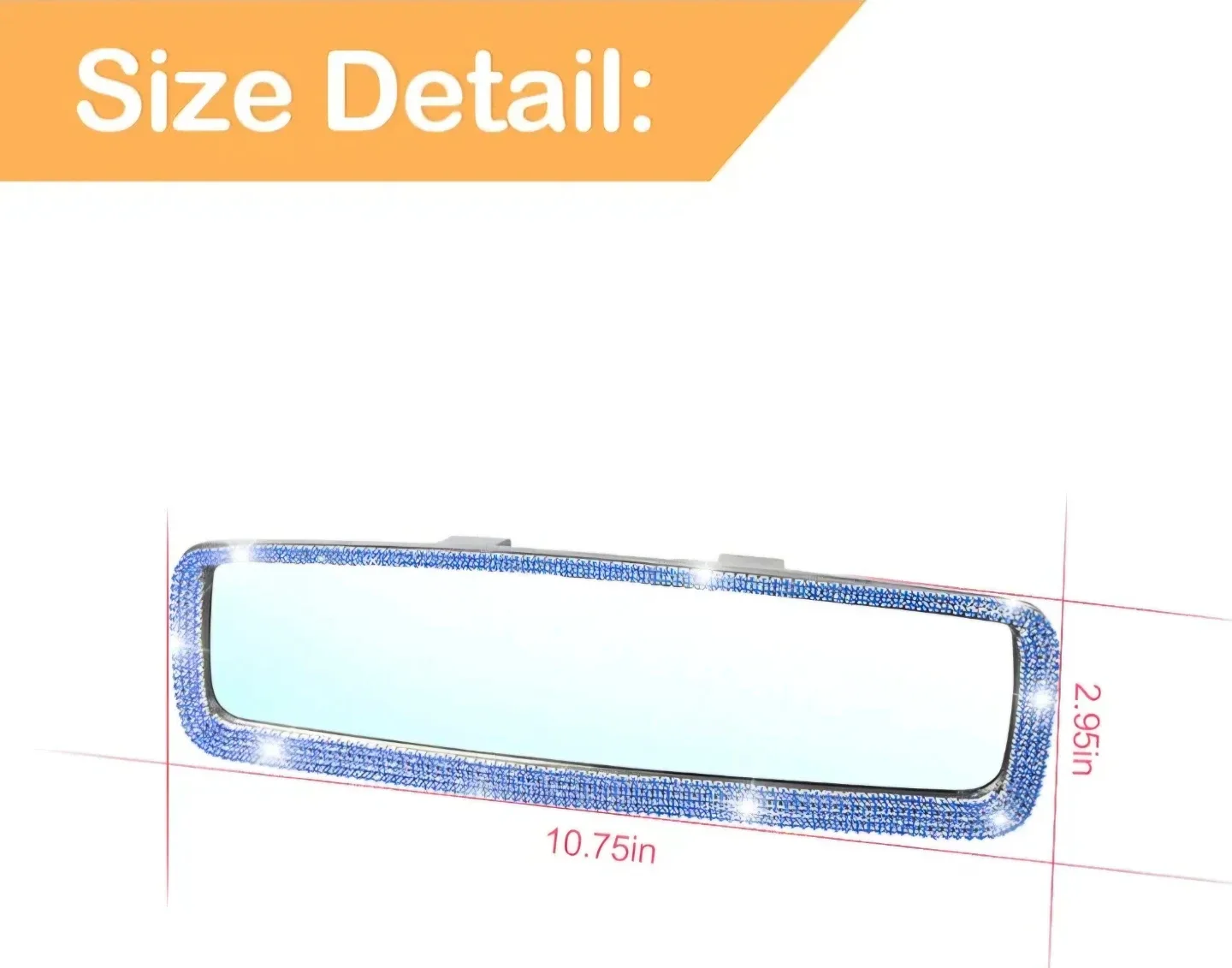 Bling Car Rearview Mirror, Crystal Rhinestones Clip-on Blue image indicator(3)