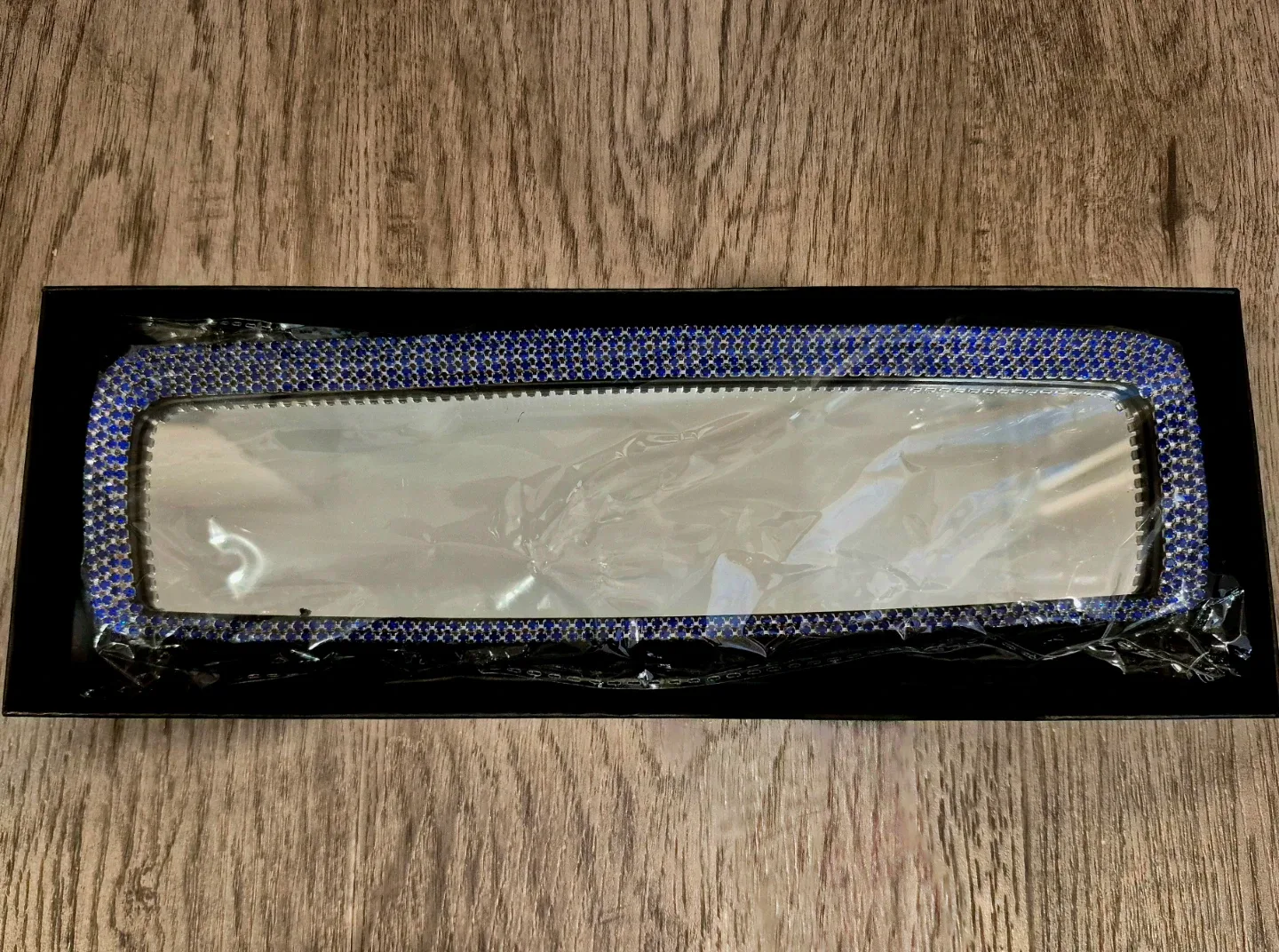 Bling Car Rearview Mirror, Crystal Rhinestones Clip-on Blue image indicator(4)