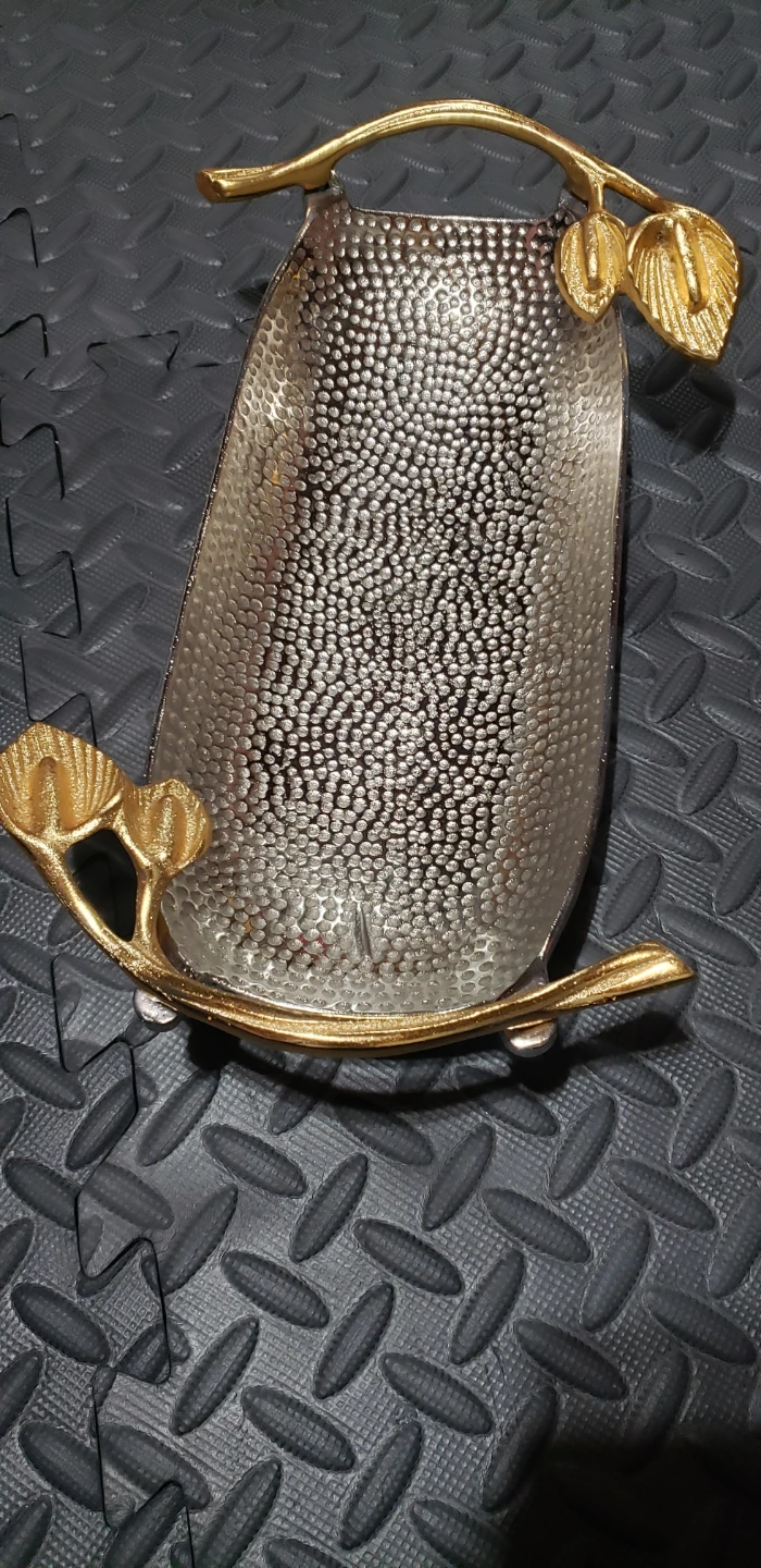 Decorative Metal Tray with Gold Accents - photo 2