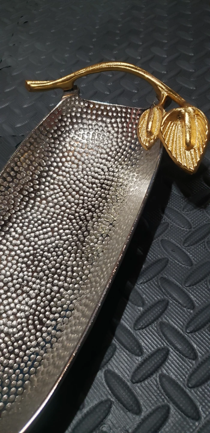 Decorative Metal Tray with Gold Accents - photo 3