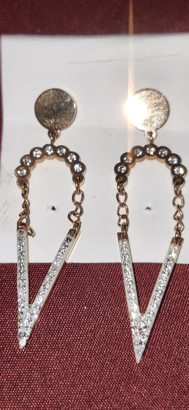 Gold Tone Rhinestone Dangle Earrings